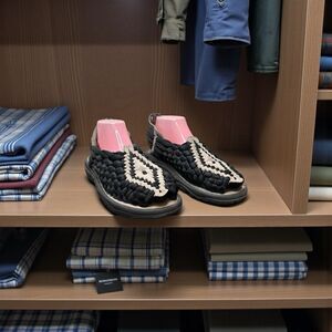 Men's Chubasco Sandals Black and Gray Braided Nylon Leather Backing 8